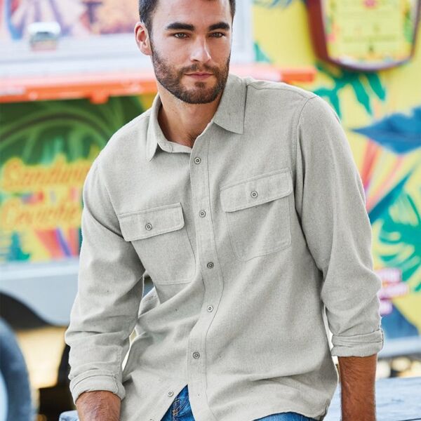 Long Sleeve Solid Flannel Button-Up Thumbnail