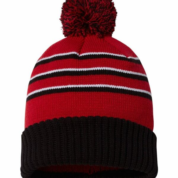 Stripe Pom Cuffed Beanie Thumbnail
